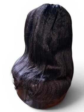 20 Inch  Human Hair Wig Split Part V Shape Very Thick Black New Never Worn
